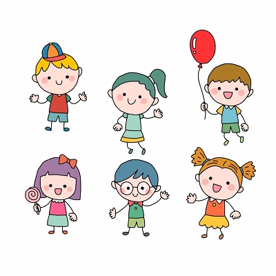 漫画风彩色卡通人物素材